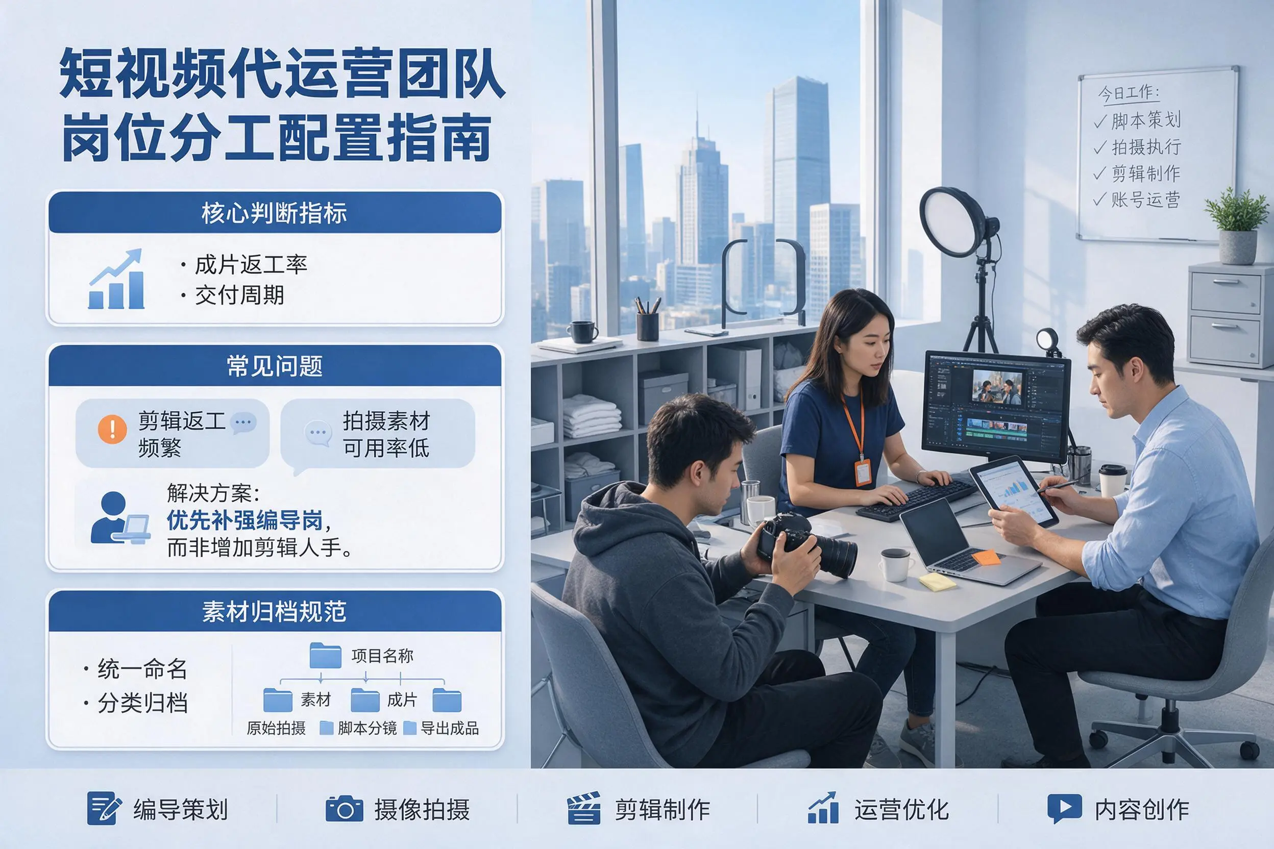 短视频代运营团队如何配置？开封企业岗位分工科普说明