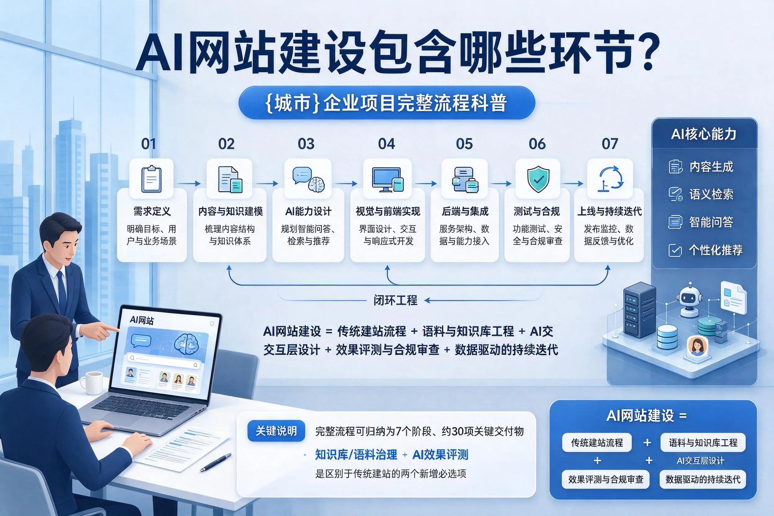 AI网站建设包含哪些环节？开封企业项目完整流程科普